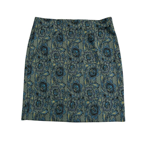 J. Jill Dresses & Skirts - J Jill Pull On Elastic Waist Knit Skirt Teal Blue Floral Polyester M